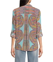 APNY Woven Printed Spread Collar Long Sleeve Shirt