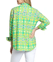 APNY Woven Printed Spread Collar Long Sleeve Shirt