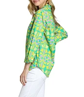 APNY Woven Printed Spread Collar Long Sleeve Shirt