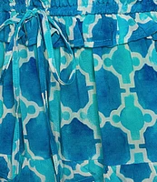 APNY Woven Printed V-Neck Short Ruffle Sleeve Tiered Maxi A-Line Dress