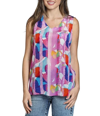 APNY Woven Printed V-Neck Sleeveless Top