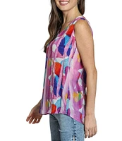 APNY Woven Printed V-Neck Sleeveless Top