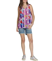 APNY Woven Printed V-Neck Sleeveless Top