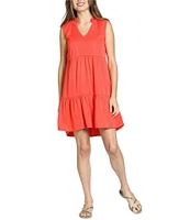 APNY Woven V-Neck Sleeveless Ruffle Tiered A-Line Dress