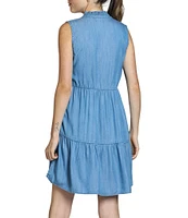 APNY Woven V-Neck Sleeveless Ruffle Tiered A-Line Dress