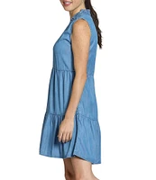 APNY Woven V-Neck Sleeveless Ruffle Tiered A-Line Dress