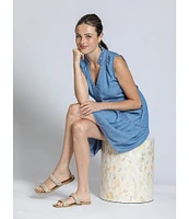 APNY Woven V-Neck Sleeveless Ruffle Tiered A-Line Dress