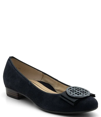 ara Bambi Suede Ornament Bow Ballet Flats