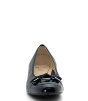 ara Belinda Leather Cap Toe Bow Ballet Flats