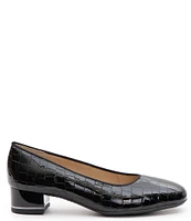 ara Gabrielle Crocodile Print Patent Leather Block Heel Pumps