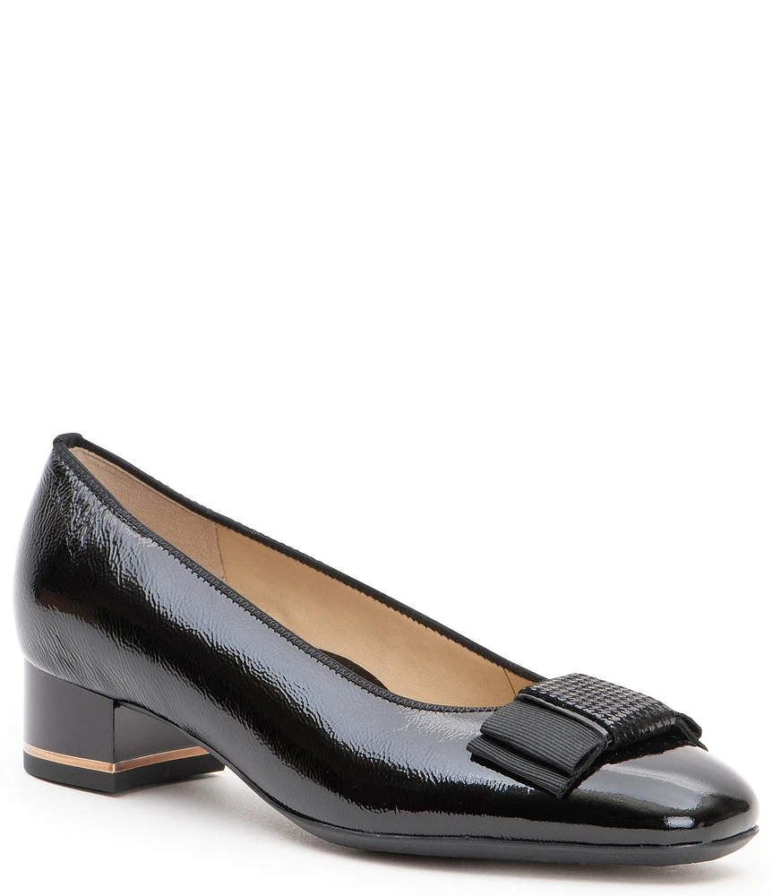 ara Garnet Crinkle Patent Leather Bow Pumps