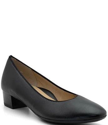 ara Milan Leather Low Heel Pumps