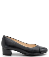 ara Nanette Leather Cap Toe Block Heel Pumps