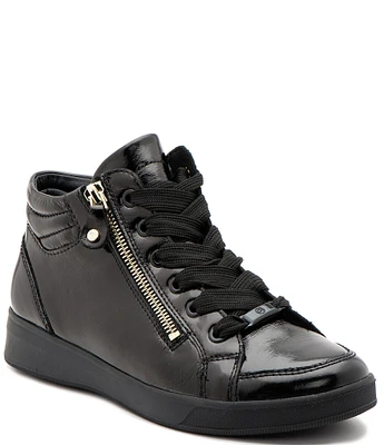 ara Rei Patent Leather High Top Zip Sneakers