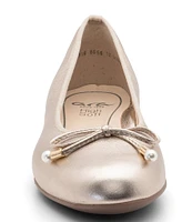 ara Scout Leather Pearl Bow Ballet Flats