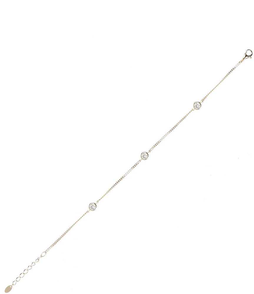 Argento Vivo Clear CZ Station Line Bracelet