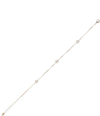 Argento Vivo Clear CZ Station Line Bracelet