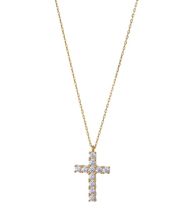 Argento Vivo Pave Cross Short Pendant Necklace