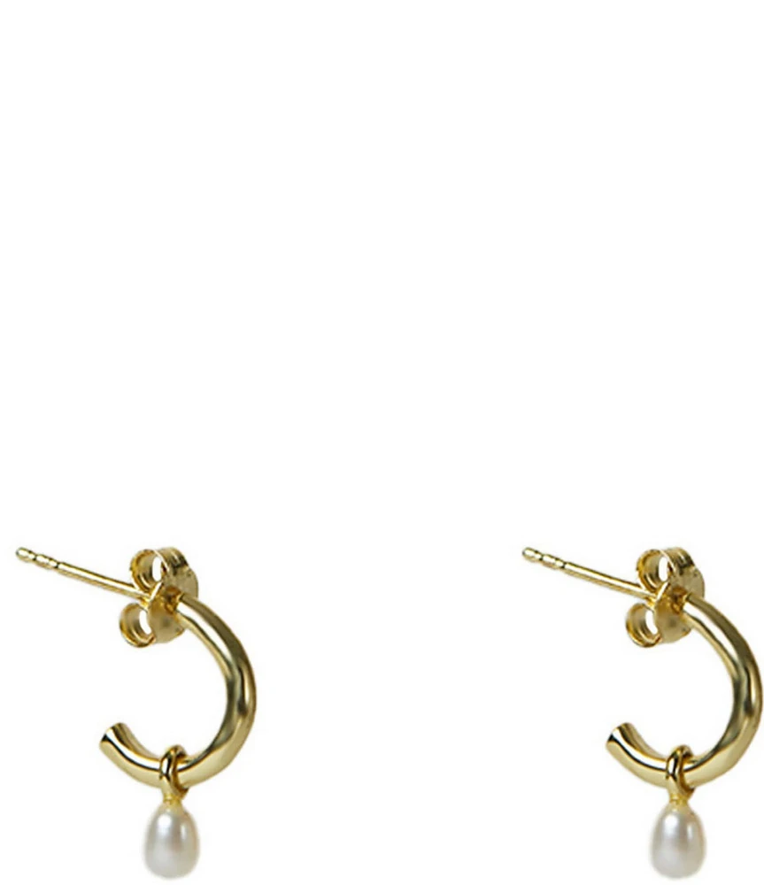 Argento Vivo Pearl C Hoop Earrings