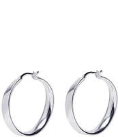 Argento Vivo Sterling Silver Flat Curve Edge Hoop Earrings