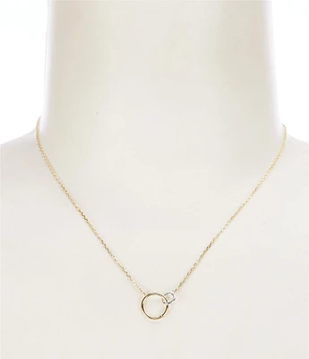 Argento Vivo Two Tone Interlock Short Pendant Necklace