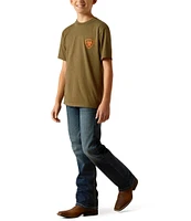 Ariat Big Boys 7-16 Short Sleeve Grain Flag Graphic T-Shirt