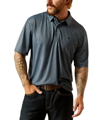 Ariat Allover Micro Diamond Print Short Sleeve Polo Shirt