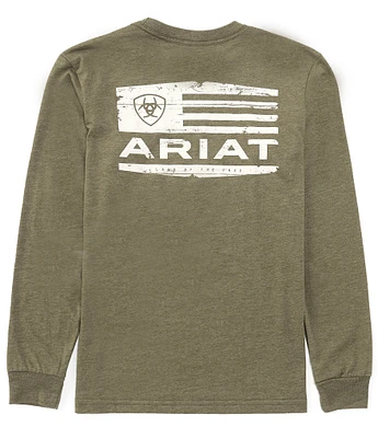 Ariat Big Boys 7-14 Long Sleeve Logo Loft Hex Graphic T-Shirt