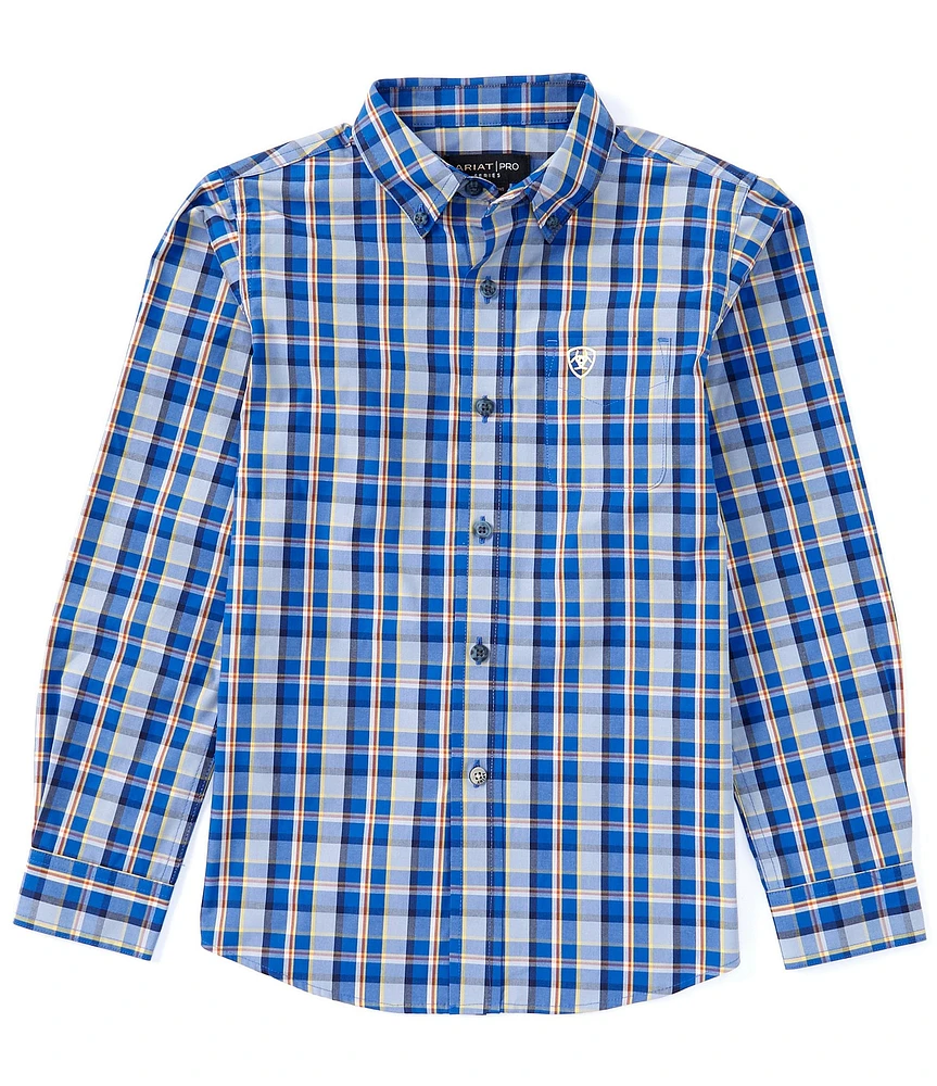 Ariat Big Boys 7-14 Long Sleeve Reggie Plaid Classic Fit Shirt