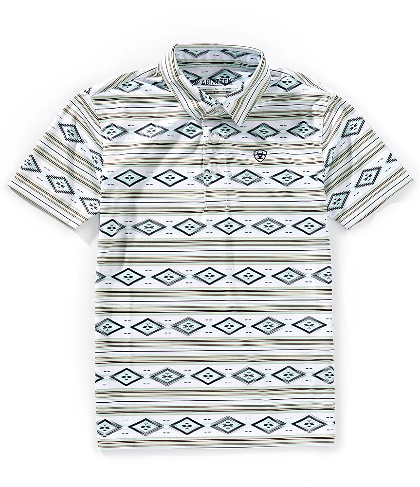 Ariat Big Boys 7-14 Short Sleeve All Over Southwest Print Polo Shirt