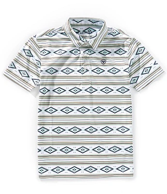 Ariat Big Boys 7-14 Short Sleeve All Over Southwest Print Polo Shirt