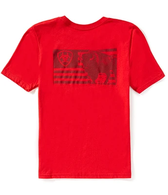 Ariat Big Boys 7-14 Short Sleeve Etched Buffalo Loft Flag Graphic T-Shirt