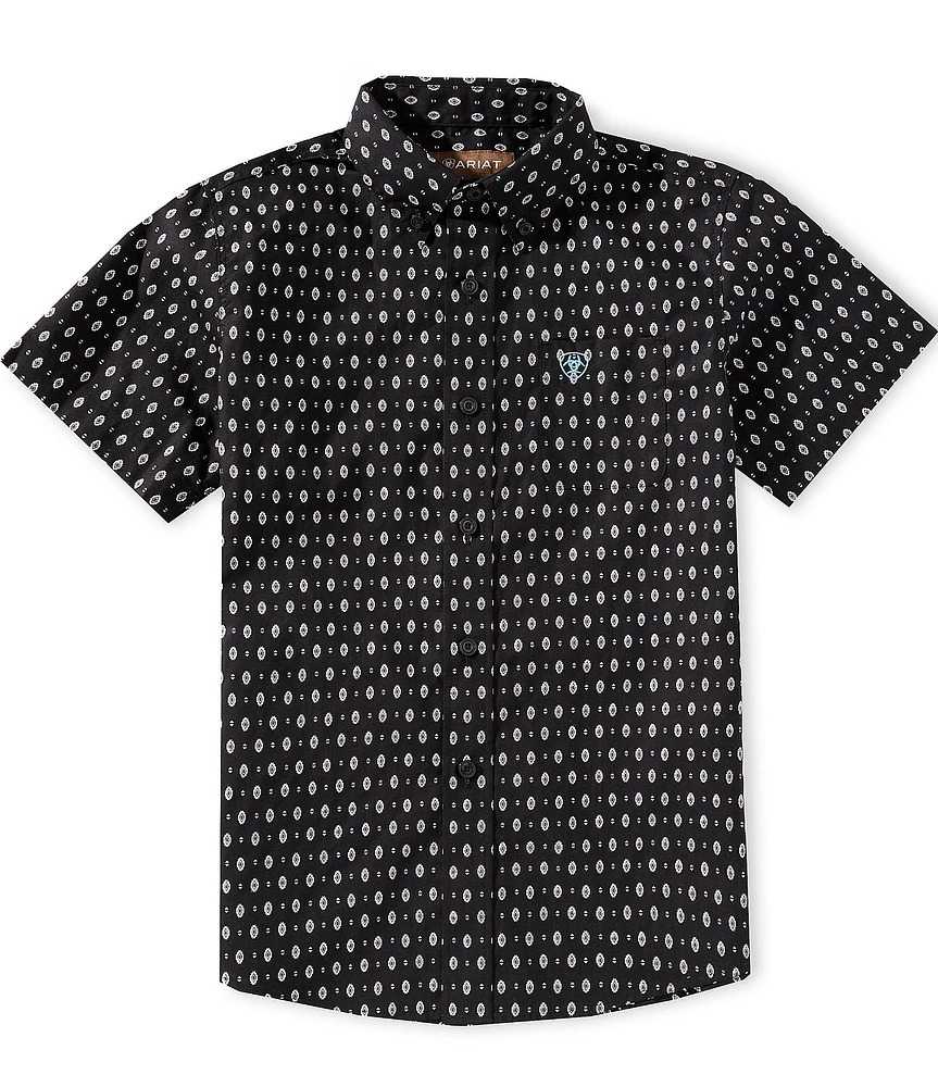 Ariat Big Boys 7-14 Short-Sleeve Steele Print Woven Shirt
