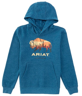 Ariat Big Boys 7-16 Long Sleeve Bison Plains Hoodie