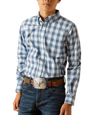 Ariat Big Boys 7-14 Long Sleeve Pro Series Phoenix Yarn-Dyed-Plaid Woven Shirt