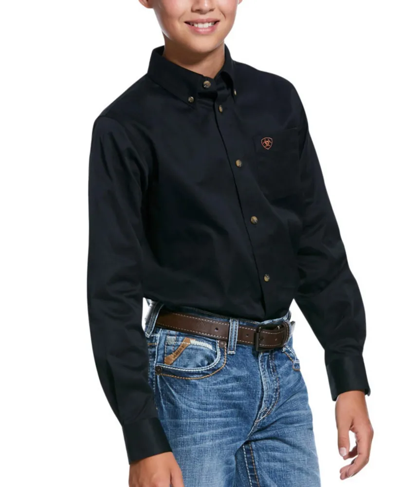 Big Boys 7-14 Long Sleeve Solid Twill Classic Shirt