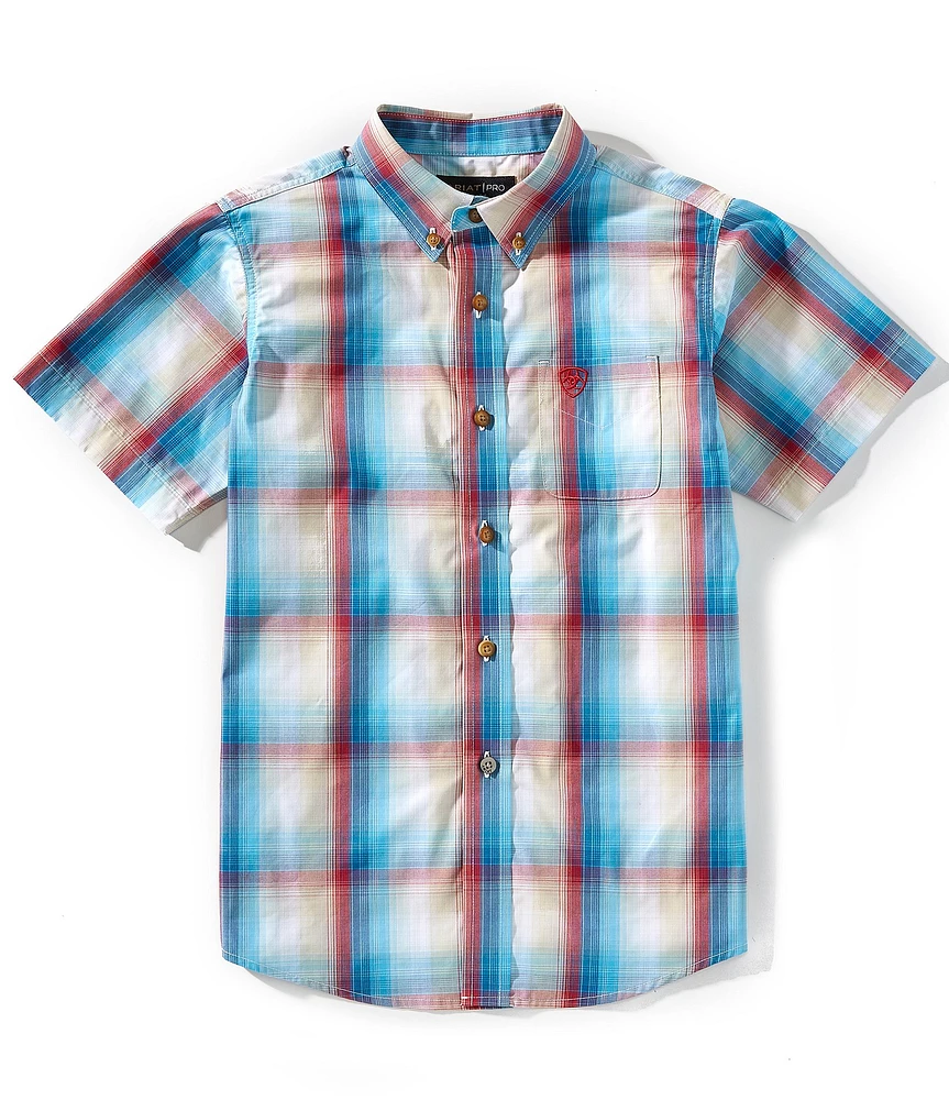 Ariat Big Boys Short-Sleeve Sunny Plaid Woven Shirt