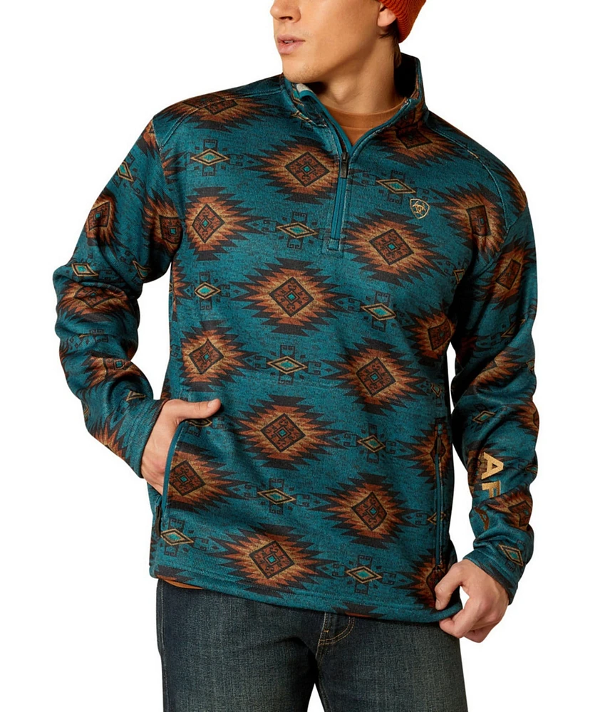 Ariat Caldwell Logo Long Sleeve Southwest Print 1/4-Zip Sweater