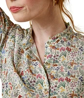 Ariat Clarion Floral Twill Long Sleeve Ruffle Trim Button Front Blouse