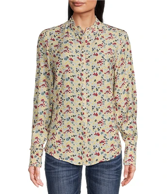 Ariat Clarion Silky Twill Long Sleeve Ruffle Trim Button-Front Blouse