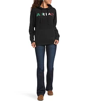 Ariat Cotton Fleece Embroidered Logo Long Sleeve Kangaroo Pocket Hoodie