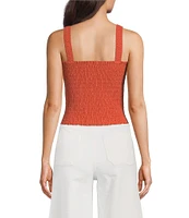 Ariat Darla Linen Blend Sleeveless Square Neck Smocked Crop Top