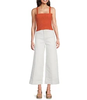 Ariat Darla Linen Blend Sleeveless Square Neck Smocked Crop Top