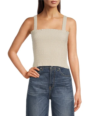 Ariat Darla Linen Blend Sleeveless Square Neck Smocked Crop Top