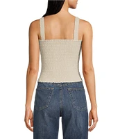 Ariat Darla Linen Blend Sleeveless Square Neck Smocked Crop Top