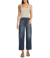 Ariat Darla Linen Blend Sleeveless Square Neck Smocked Crop Top