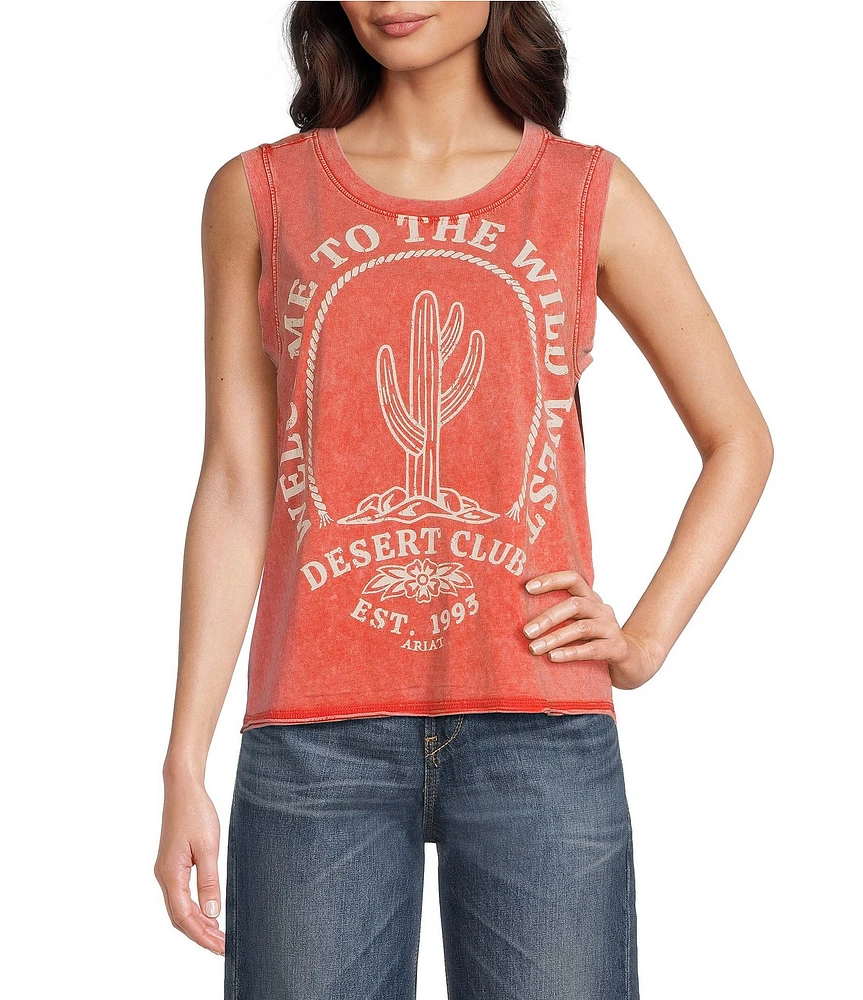 Ariat Desert Club Crew Neck Raw Hem Tank