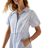 Ariat Dovestone Seersucker Puff Sleeve Tiered Shirt Dress