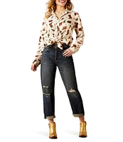 Ariat Homestyle Western Cowgirl Spread Collar Long Sleeve Button Down Shirt