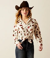 Ariat Homestyle Western Cowgirl Spread Collar Long Sleeve Button Down Shirt